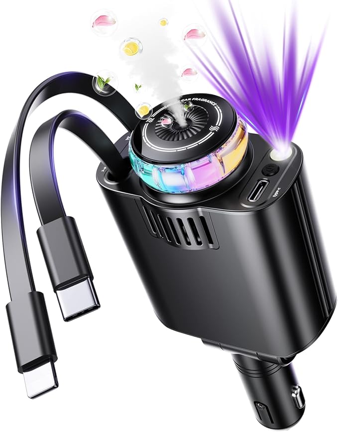 5-in-1 Starlight Car Diffuser & Charger — Aromatherapy, Galaxy Light Projector & Fast Charging in One