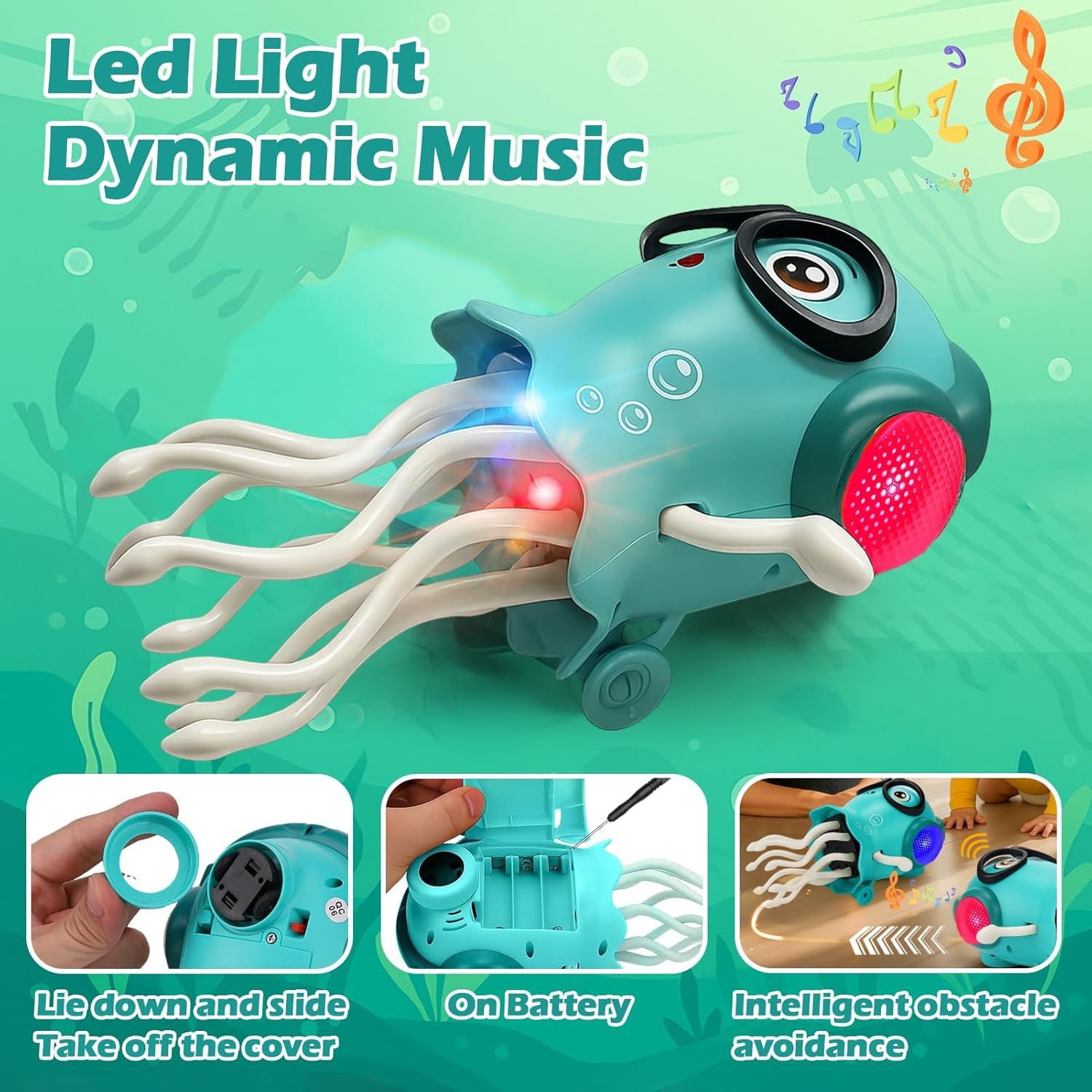 Desert King™ Musical Dancing Jellyfish Toy – LED Lights, Smart Obstacle Avoidance & Interactive Educational Toy for Kids