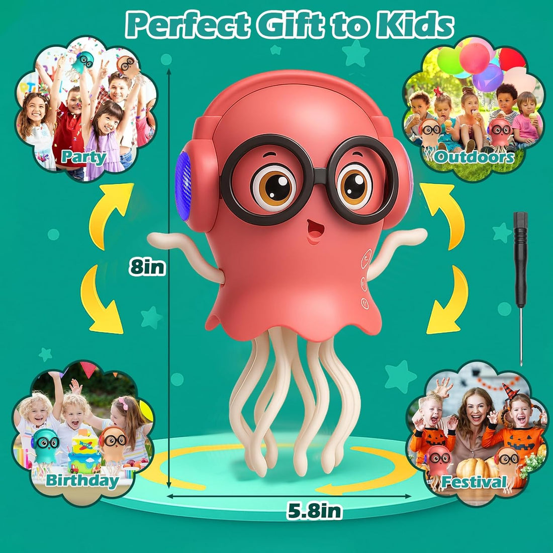 Desert King™ Musical Dancing Jellyfish Toy – LED Lights, Smart Obstacle Avoidance & Interactive Educational Toy for Kids